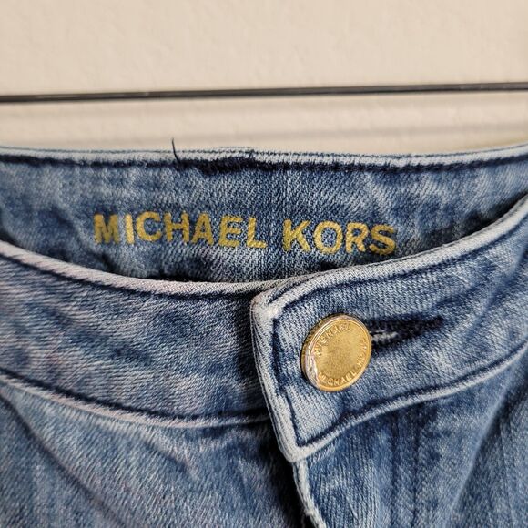 Michael Kors Size 10 Jeans Women Izzy Skinny denim button pockets zip - Picture 7 of 12
